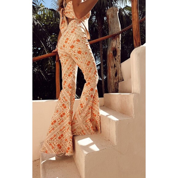 Show Me Your MuMu Pants - Show Me Your Mumu Womens Large Belmont Pull On Trouser Patchwork Paisley Orange